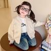 Jaqueta com Gravata Borboleta para Meninas Estilo Primavera e Outono Moda Coreana Infantil Blusa Casual para Menininhas Camisa com Zíper Infantil