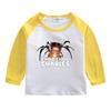 T-shirt de manga comprida para rapazes e raparigas roupa de primavera e outono 2023 nova camisa infantil de pescoço redondo top de algodão estilo ocidental para crianças