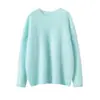 Cuello Redondo Cálido Puro de Punto de Manga Larga Nuevo Otoño e Invierno Cepillado Holgado Base de Punto de Cachemira para Mujer Grueso Pesado
