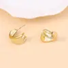 Estilo Francés Lujo Ligero Diseño de Alta Gama Plisado Borde Rizado Geométrico Irregular Forma de C Pendientes Simples Gosline para Mujer