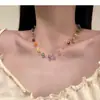 [Dulce fantasía de verano] collar de cuentas de cristal de imitación de color dopamina, accesorios de cadena para la clavícula