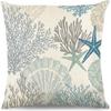Capa de Almofada com Tema Oceano e Padrão de Conchas de Praia, Fronha Azul para Sofá de Casa, Capa de Almofada, Suporta Personalização