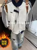 Chaqueta de Patchwork a Rayas Estilo Universitario, Chaqueta Deportiva Retro Americana para Primavera y Otoño, Cuello Alto, Cárdigan con Cremallera, Sudadera de Forro Polar