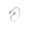 Anillo Doble de Serpiente Microincrustado para Mujer Lujo Ligero Sentido de Diseño de Nicho Estilo Europeo y Americano Moda Anillo de Dedo Personalizado Serpiente