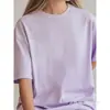 [Camiseta de Algodón Talla Europea] Camiseta Lisa de Color Sólido Lista para Usar de Manga Corta para Mujer Cuello Redondo Clase Regular Uniforme Logo Impreso Verde Militar