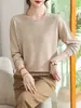 Novedad de Otoño 2026: Suéter de Punto Redondo para Madre, Suéter de Manga Larga de Color Sólido, Blusa de Talla Grande para Mujeres de Mediana Edad y Mayores