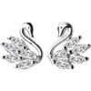 Aretes de Plata S925 para Mujer Estilo Coreano Frescos y con Incrustaciones de Diamantes Mini Cisne Pequeño Lindo Elegantes Aretes de Animales Lote G0918