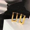 Aretes Geométricos Rectangulares de Hebilla para Oreja Temperamento Alto Sentido Atmosférico Acero de Titanio No Alérgico Diseño Nicho Nuevo