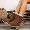 2024 Nuevas Botas de Nieve Europeas y Americanas Transfronterizas para Mujer Botas Cálidas Engrosadas Talla Grande Tacón Medio Aumentado Botas de Nieve para Mujer