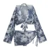 Nuevo Traje de Baño de Cuatro Piezas Dividido 2023, Aspecto Femenino Adelgazante para Resort de Playa y Aguas Termales [Traje de Baño de una Pieza Envío Directo]