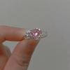 Anillo Ajustable Rosa Corazón de Niña Corazón Amor Apertura Anillo de Dedo Femenino Diseño de Nicho Lujo Ligero Dulce Rosa Corona