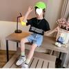 2024 Novo Conjunto Jeans Tendência para Meninas Shorts Jeans Influenciador da Internet Estilo Coreano Moda Infantil Estilo Ocidental Conjunto de Duas Peças Sem Costas para Meninas