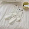 Calcetines Blancos Versátiles para Principios de Otoño, Calcetines sin Costuras para Maternidad, Calcetines Casuales Holgados, Calcetines de Color Sólido de Moda para Niñas, Serie Blanca