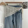 Moda Estilo Coreano Ins Cinto Faixa de Cintura Decorativa Sobreposição de Cintura Retrô Renda Vazada Lenço Triângulo para Mulheres