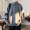 Outono e Inverno Gola Alta Zíper Tricô Novo Estilo Fio Tricotado Adolescente Solto Camada Base Quente Suéter de Tricô Tricô Casual