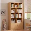 Estantería de Piso Estante de Almacenamiento Sala de Estar Almacenamiento de Pared Integrado Exhibidor Gabinete de Almacenamiento Madera Maciza Librero para el Hogar con Puerta de Gabinete