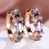 Bestseller internacional: Novos brincos vintage estilo corte com diamantes azuis, brincos elegantes com cravação de diamantes em ouro champagne, brincos versáteis de luxo leve