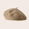 Boina de lã clássica de alta costura para outono e inverno para mulheres, boina de lã simples de cor sólida artística retrô universal