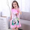 Nuevo Camisón Infantil Delgado de Verano Cuello Redondo Manga Corta con Volantes Princesa Estampado Dulce Ropa para el Hogar de Niña