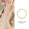 Pulseira de Prata Esterlina S925 em Formato de Cabaça com Prata Triturada e Jade Hetian para Mulheres de Fujian e Guangdong, Novo Estilo Chinês Levemente Luxuoso Tecida à Mão com Contas Design de Nicho
