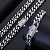 Colar Cuban Corrente Redonda Europeu e Americano Hip-Hop Transfronteiriço Cravejado de Diamantes em Aço Inoxidável para Homens, Joias de Alta Qualidade, Personalização de Pulseira em Aço Titânio