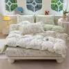 Juego de cuatro piezas de sábana bajera ajustada de algodón puro estilo nórdico, funda de edredón 100% algodón, juego de cama para dormitorio de estudiante individual/doble, juego de tres piezas, apto para todas las estaciones