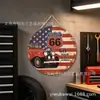 Comercio Exterior Estilo Industrial Americano Pintura en Lata Tema de Coches Colgante de Pared Metálico Pared de Garaje Redondo Hoja de Lata