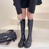 Botas de Mujer 2021 Nuevas Botas de Alta Elasticidad Botas de Caballero de Suela Gruesa Pero Botas con Cordones hasta la Rodilla Botas Altas Botas de Equitación