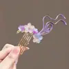Nuevo Peine para el Cabello con Borla de Flor Púrpura China Adorno de Estilo Antiguo para Mujer Pasador Hanfu Qipao Accesorios para el Cabello Venta al por Mayor