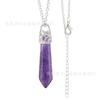 Collar de ágata de cristal de piedra natural al por mayor de joyería europea y americana, colgante hexagonal de amatista, collar de columna de cristal de una sola punta