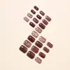 Unhas Postiças com Estampa de Leopardo Cor de Café Fundo Transparente Formato Cat Eye Marrom Puro Quadradas Curtas Lindas Unhas Falsas com Acabamento Vintage Pontas Destacáveis