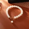 Pulseira de Pérolas Shijia com Brilho Intenso, Perfeitamente Redonda, de Alto Padrão, Luxo Discreto, na Moda, Joia Versátil, Estilo Deusa Simples, Pulseira Elegante