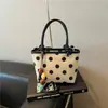 Bolsa de Axila com Bolinhas Estilo Francês para Mulheres 2026 Tendência Bolsa de Mão de Algodão e Linho Bolsa de Ombro Transversal Simples e Elegante para o Dia a Dia