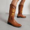 Botas de moda europeas y americanas universales Four Seasons 2024, botas de moda con mangas estampadas de mariposa de mezclilla occidental para mujer