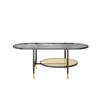 Mesa de lujo ligero sala de estar casa de alquiler para el hogar apartamento pequeño moderno simple vidrio templado Changhong ratán mesa de centro ovalada