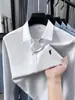 Camisa masculina de cor sólida em tecido oxford, moda primavera e outono, com bordado de pequeno logotipo de cavalo, camisa casual de manga comprida para homens