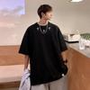 2024 verão novo simples impressão de letras cruzadas neutras estilo Hong Kong masculino camiseta de manga curta T912