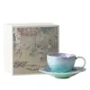 Juego de Taza y Platillo para Café con Esmalte de Cristal Horneado Taza de Cerámica Oficina Hogar Taza Personal para Beber Regalo