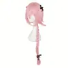 Peruca Cosplay Astorfo para Mulheres, Mechas Rosas, Cabelo Longo Trançado, Fibra de Alta Temperatura, Estilo Anime