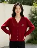 Cárdigan de Punto Bordado con Cuello en V para Mujer, Estilo Francés, Botón de Corazón Suave, Abrigo Suéter de Manga Larga, Nuevo para Principios de Otoño