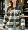 Suéter de rayas para mujer 2026 nuevo modelo primavera, otoño, invierno abrigo de punto holgado para mujer top 2026 otoño nuevo modelo