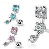 Joyería Popular Europea y Americana de Acero Inoxidable para Piercings Pendientes Cuadrados de Tres Diamantes y Brazaletes para Oreja Venta al por Mayor Directamente del Fabricante Artículo Popular de Celebridades de Internet