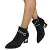 Botas de Moda de Tacón Alto para Mujer con Punta Afilada Mate, Botines de Tacón Grueso, Botines Cortos de Moda Nuevos Otoño 2026
