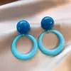 Pendientes Geométricos de Bloques de Color Rojo y Azul Estilo Nuevo 2026 para Mujer, Estilo Vintage Hong Kong, Pendientes de Alta Gama, Accesorios de Oreja Ligeramente Lujosos y Elegantes