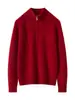 Suéter de Cashmere Puro Espesso Resistente para Mulheres com Gola Alta Meia Zíper Tricô Inverno Nova Chegada Camada Base Top Interno