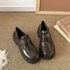 Zapatos Pequeños de Cuero Estilo Británico para Mujer 2026 Otoño Nuevos Marrones Zapatos de Trabajo Uniforme JK Mocasines sin Cordones Planos Versátiles