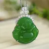 Huayoumei Joyería Accesorios para Collares Estatua de Buda Calcedonia Verde Natural Verde Imperial Nuevo Estilo Chino Retro para Mujer Gama Alta Venta al por Mayor