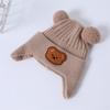 Gorro de bebé lindo con protección para las orejas de oso, gorro de lana, invierno, grueso, cálido, gorro de punto para niños, gorro de bebé coreano