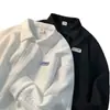 Suéter de Polo Estilo Americano Retro para Hombre Otoño Moda Ins Holgado Japonés Casual Manga Larga Solapa Camiseta Chaqueta para Hombre