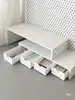 Estantería de almacenamiento para esquina de oficina, soporte para laptop, organizador de escritorio, caja de almacenamiento de escritorio con cajones, ajustable en altura